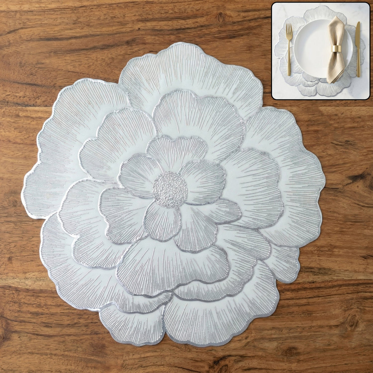 Round Floral PVC Table Mat – Waterproof & Heat Resistant for Dining