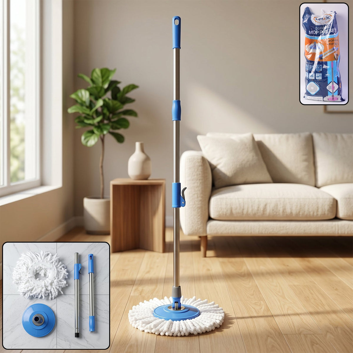 360° Rotate Spin Mop – Effortless Floor Cleaning with Stainless Steel Handle