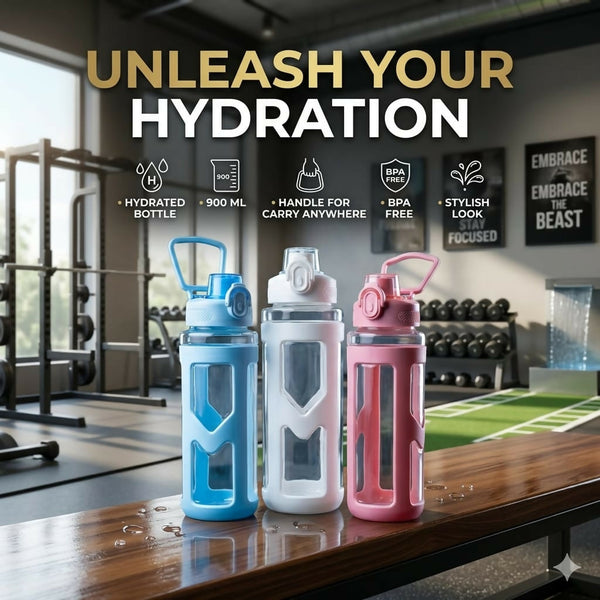 Sports Water Bottle – 900ml Capacity with Carry Handle for Active Use